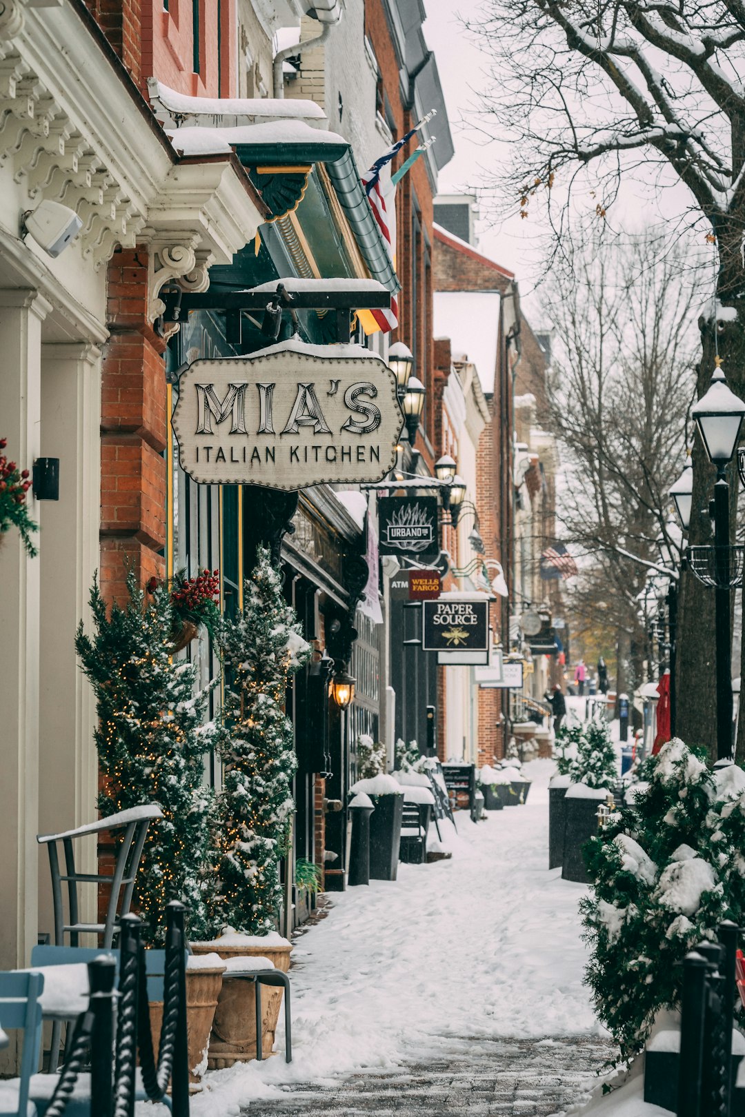Historic Loudoun streetscape on an overcast day